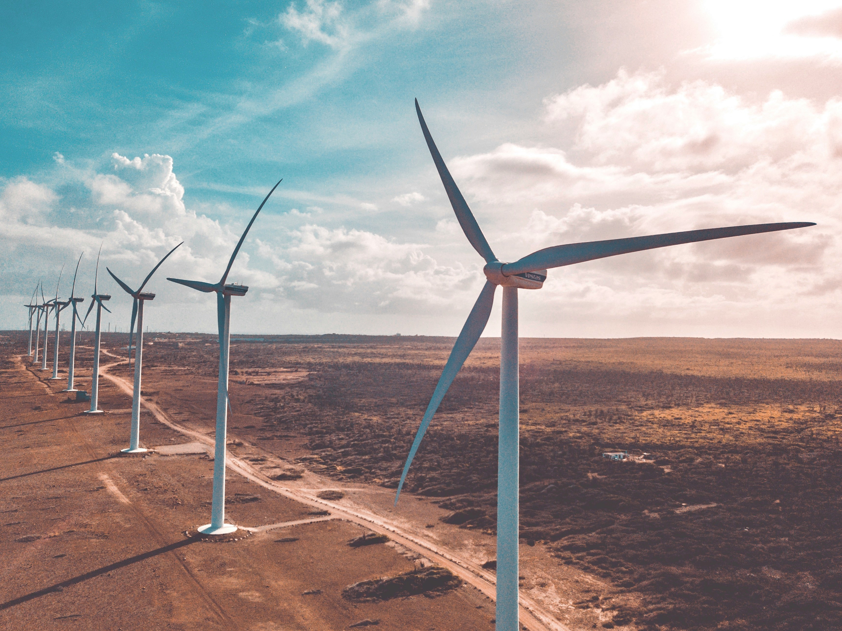 Wind turbine at sunrise