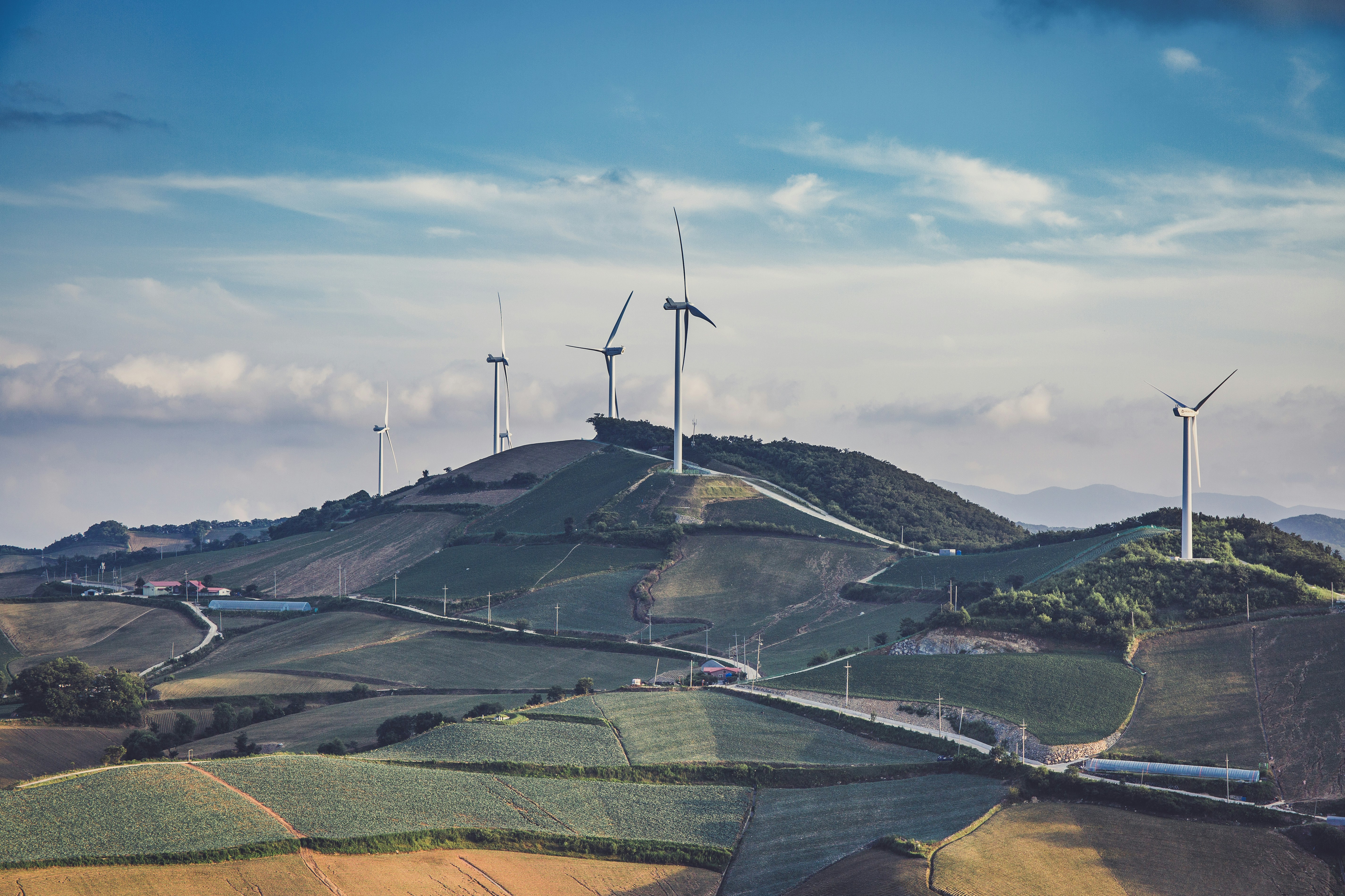Wind farm on rolling hills